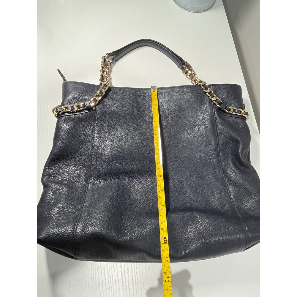 Michael Kors Navy‎ Blue Chain Shoulder Tote Bag Gold Accents - Picture 8 of 12